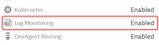 log monitoring enabled